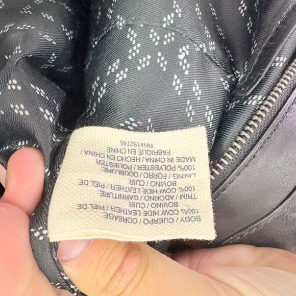 Lucky Brand Black Leather and Suede Studded Satchel Purse with Crossbody Strap - Picture 12 of 12